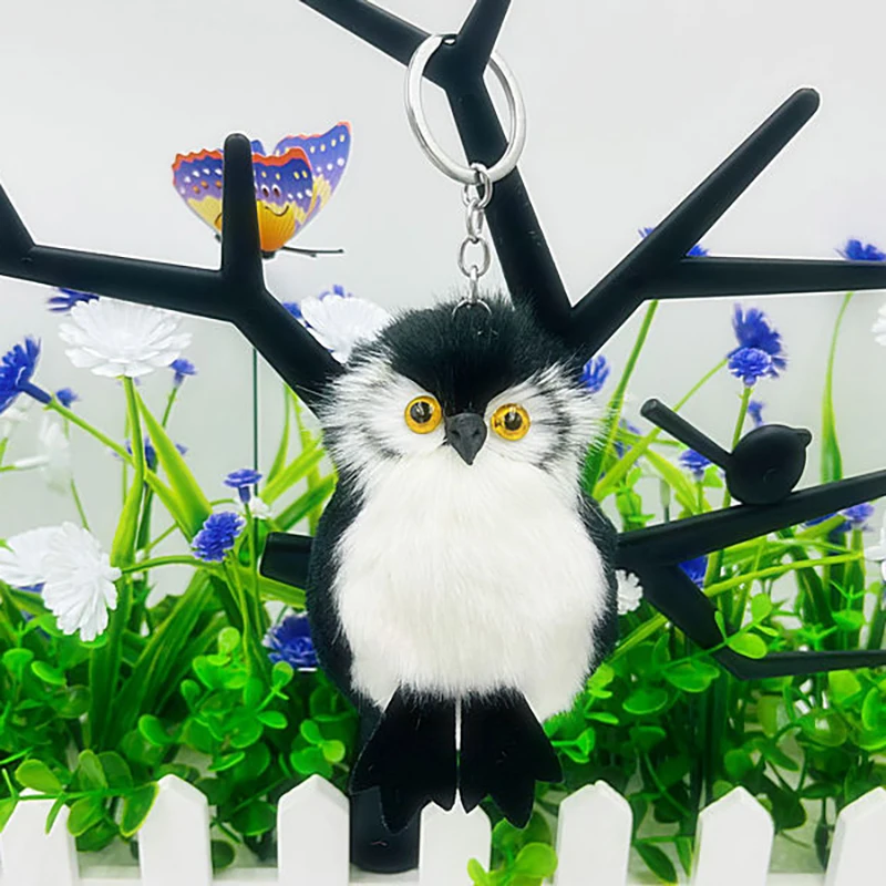 1Pcs Fun Mini Animal Doll Keychain Cute Tiny Plush Fur Owl Pendant On Bag Car Trinket Jewelry Party Girl Toy Birthday Gift