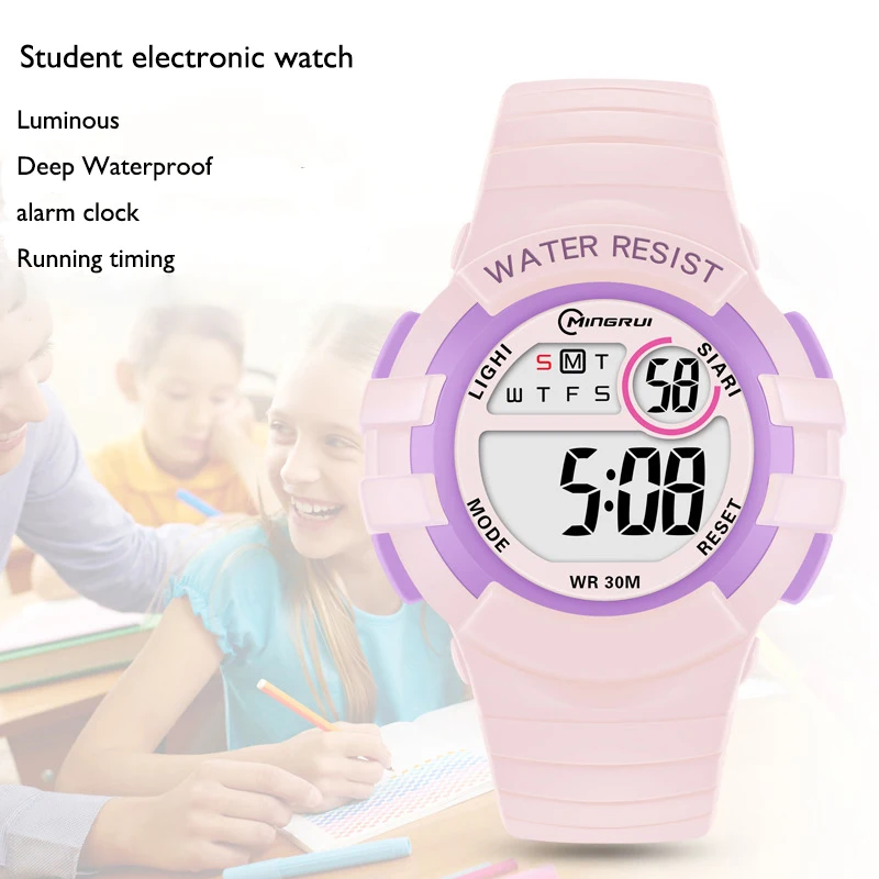 発光防水機能を備えた、小中学生向けの多機能で多用途な電子時計です。