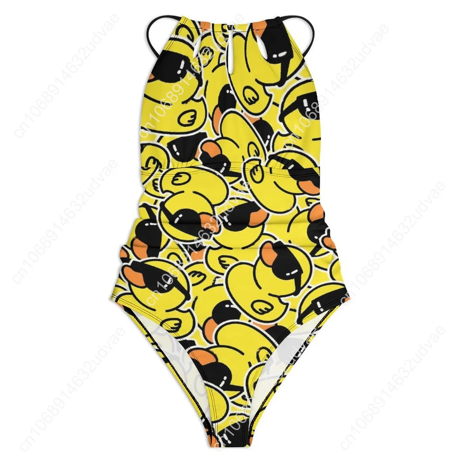 Cool Ducks Print Swimsuit Cute Ducklings One-Piece Swimwear Push Up Trend Monokini Sexy Holiday Pool Design Bodysuit