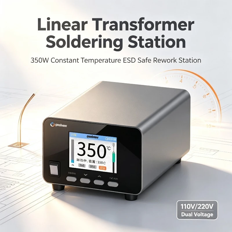 HA310_470 350W Linear Transformer Soldering Station, High Power Constant Temperature ESD Safe Rework Station 110V/220V Dual Volt