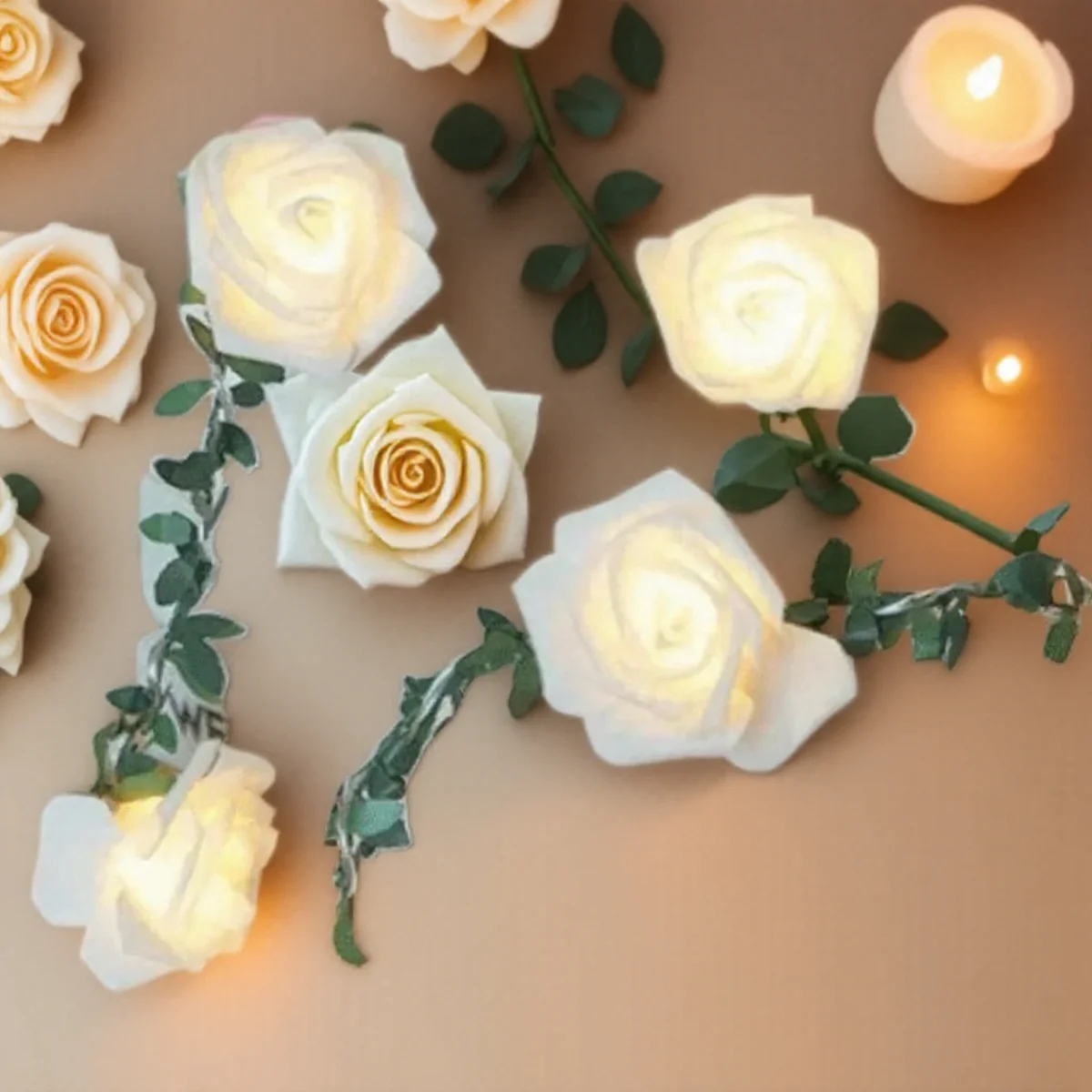 Розовые рождественские фонарики, светодиодные фонари с зеленым листом виноградной лозы, сказочное освещение для украшения семейной вечеринки, 1,5 м, 3 м, 6 м