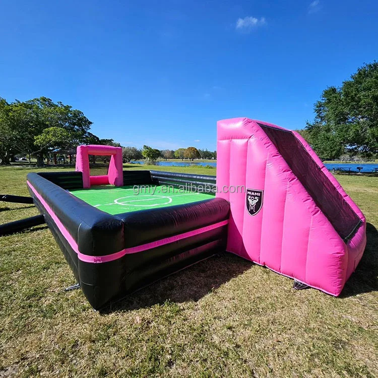 Customized Inflatable Football Field Inflatable Water Soap Slip And Slide Pitch Inflatable Soccer Field Shooting Game