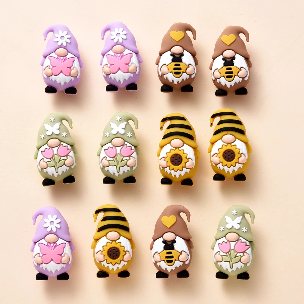 4Pcs Silicone Beads Dwarf Shaped Food Grade Teether Beads for DIY Baby Pacifier Chain Nipple Clips Accessories Handmade