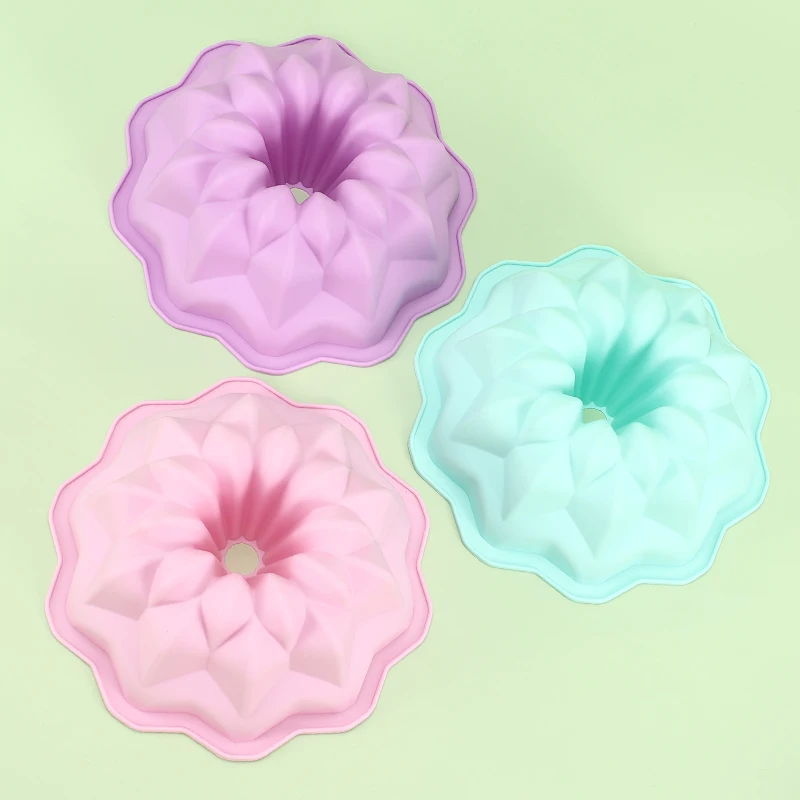 Double Layer Flower Moulds Soft Silicone Fondant Cake Mold Soap Ice Chocolate Decoration Mousse Sugar Craft Pastry Baking Tools