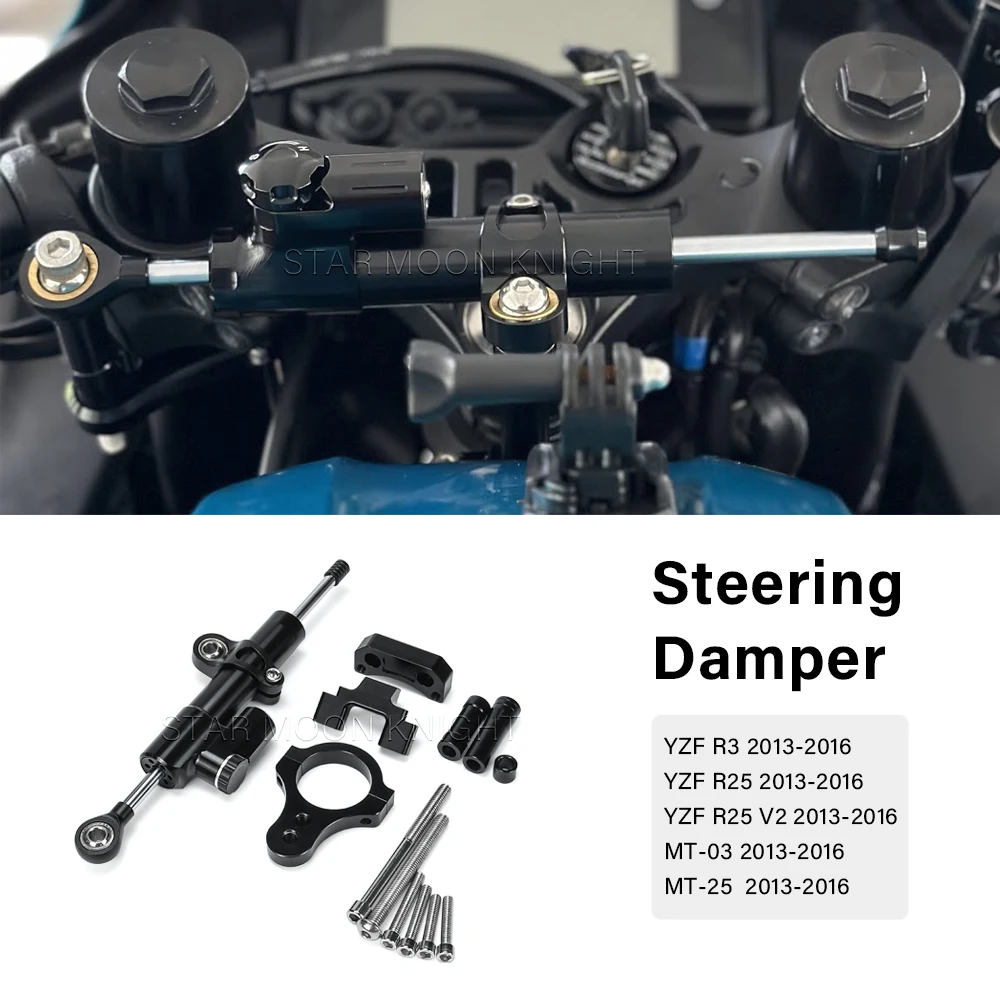 For Yamaha MT-03 MT 03 YZF-R3 R25 MT 25 MT25 YZFR25 Motorcycle Steering Damper Kit Hydraulic Steering Shock Absorber Bracket