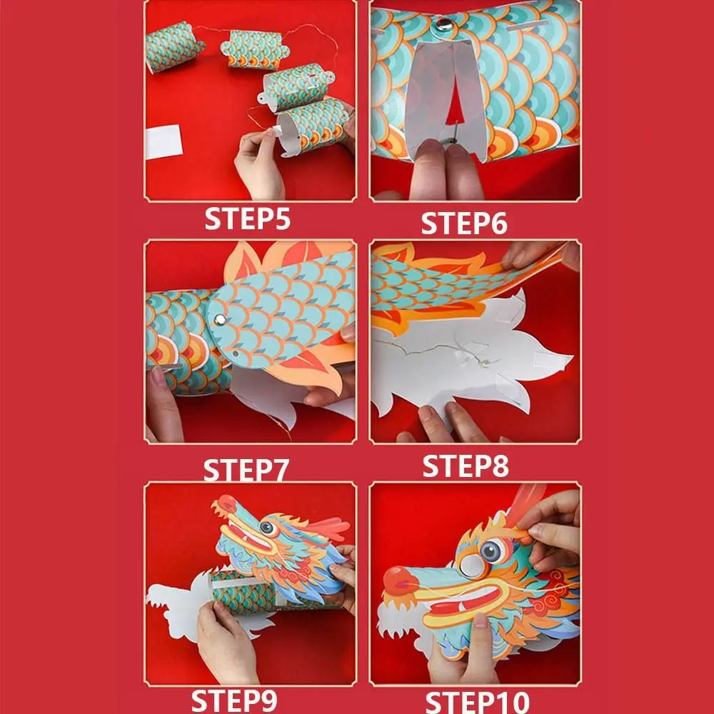 Craft Kit Mid Autumn Chinese Lantern Handmade Material Bag Dragon Lantern Dance Dragon Chinese Style Mid-Autumn Festival Lantern