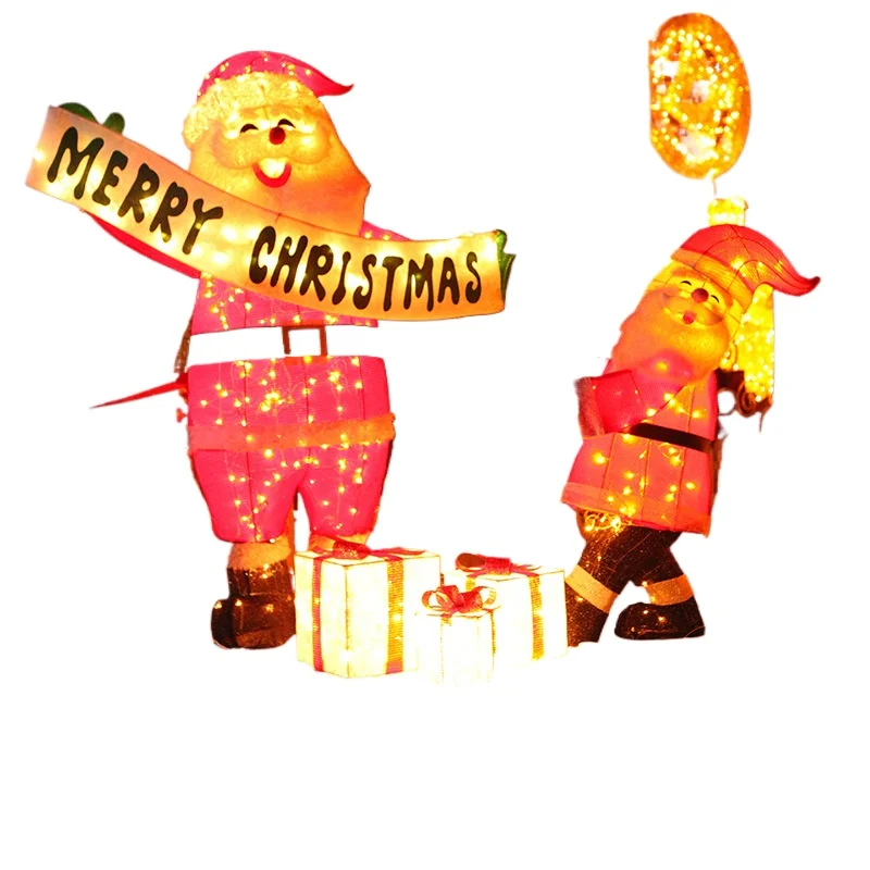 

Christmas Glowing Old Man Glowing Snowman Welcome Santa Claus Hotel Window Decoration