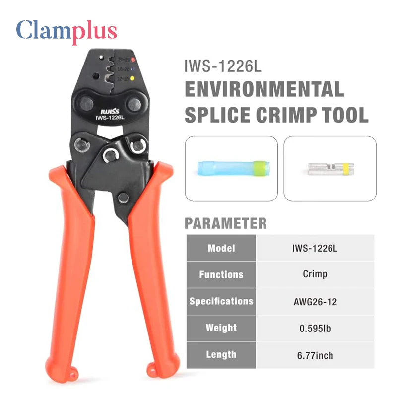 IWS-1226L Crimping Tools Work for Raychem TE MiniSeal Low Profile Environmental Splices M81824/1-XX from AWG26-12 Crimpier Plier