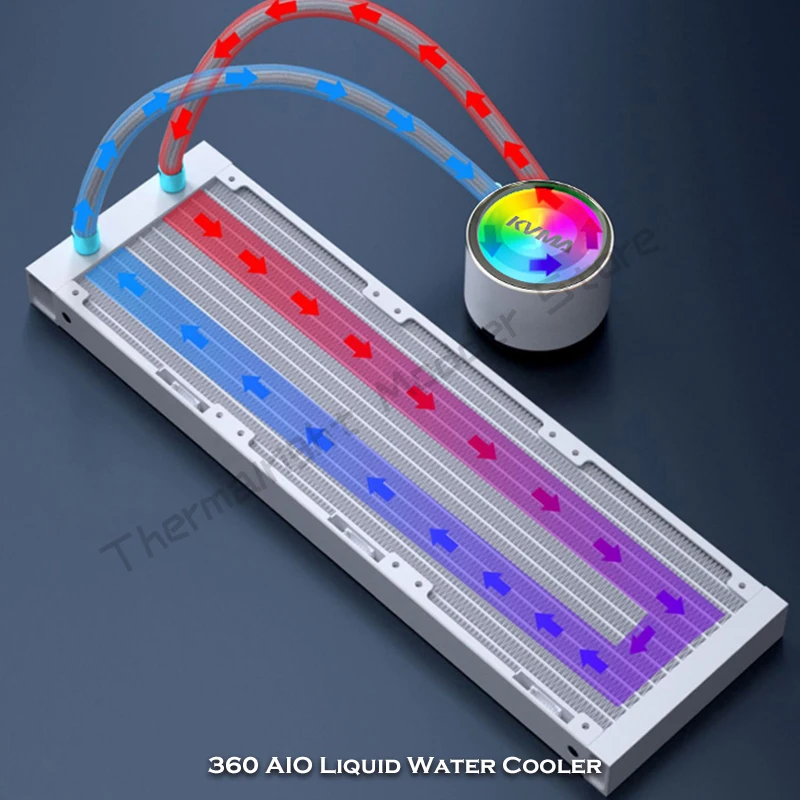 AMD-冷却キット360 aio,am4,i3 1700,13900, 5v,argb syncと互換性があり,白黒
