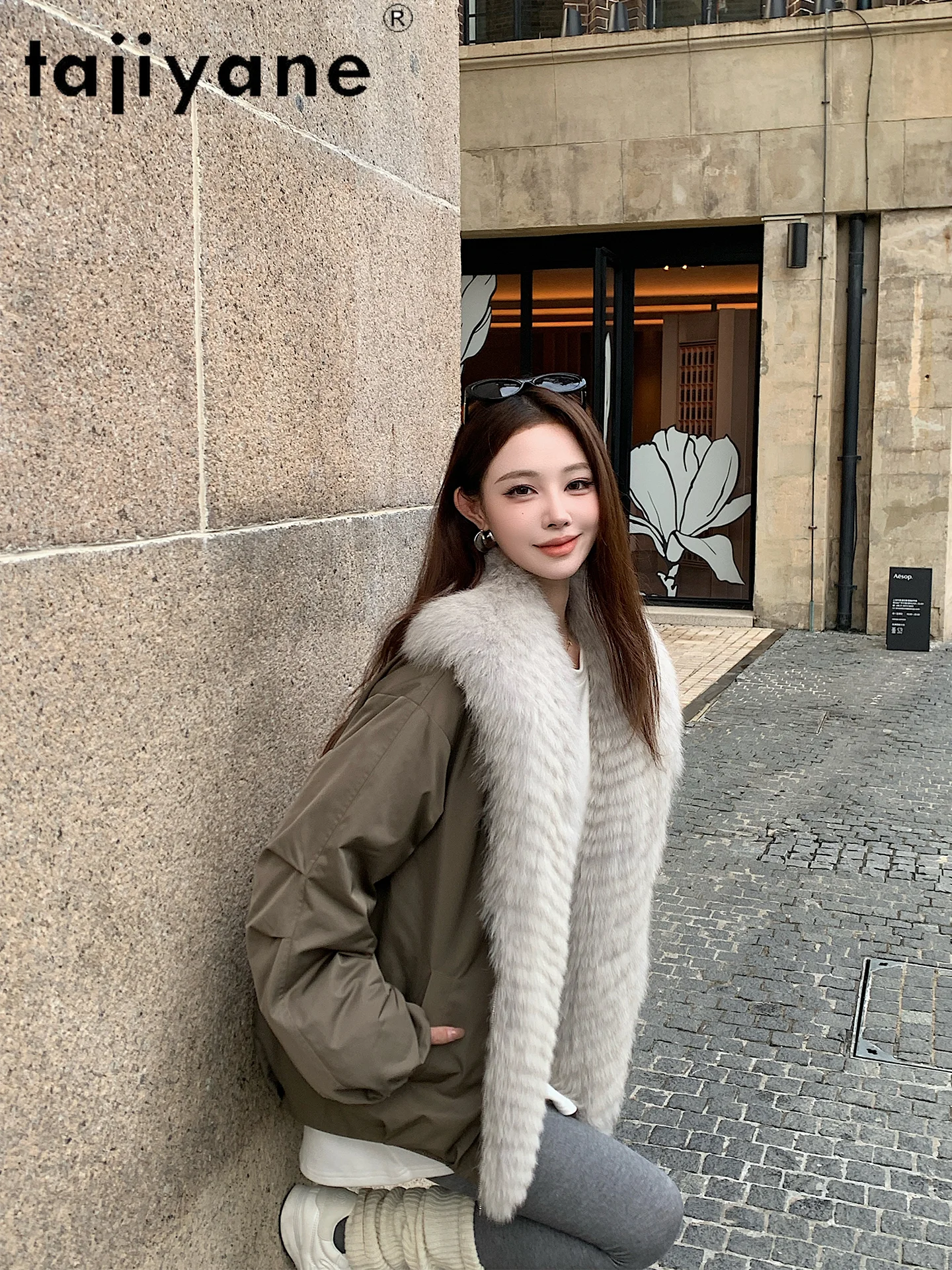 TAJIYANE 90 % weiße Gänsedaunenmäntel für Damen, abnehmbare Jacke mit echtem Fuchspelzkragen, weibliche Parkas, Winter-Frau-Kleidung, 2025 Temperoк