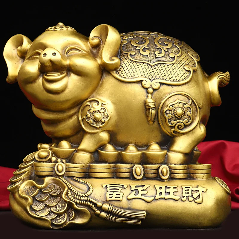 

Guyunzhai Brass Twelve Zodiac Ingot Money Bag Ornaments Rich Golden Pig Home Crafts