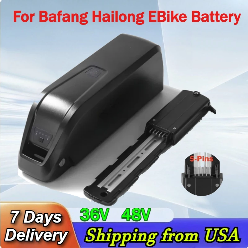 

For Bafang 1500W 1000W 750W 5-Pins Hailong EBike Battery 36V 48V 10Ah 15Ah 20Ah Mountain Bicycle 18650 Electric Bateria Pack