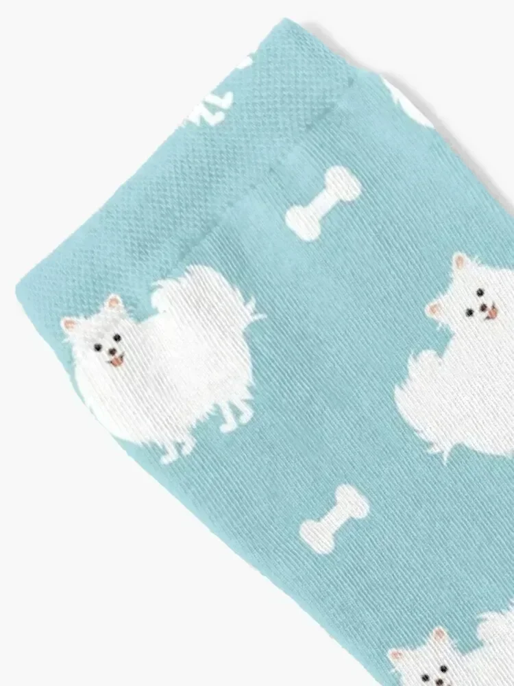 Cute White Pomeranian Dog Socks luxury cotton new year Socks For Man Women's