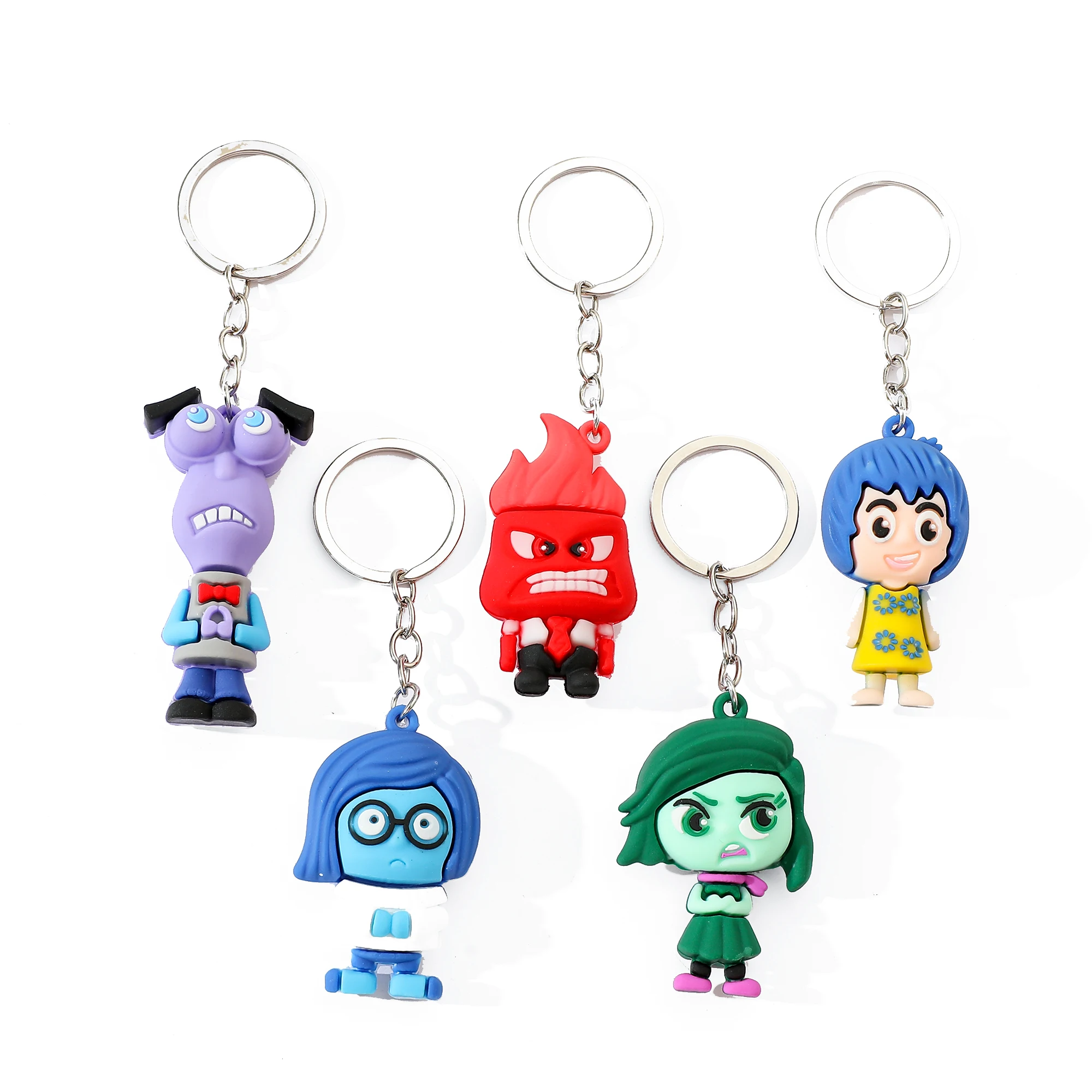 Disney Anime Inside Out 2 Keychain Figure Joy Anxiety Envy Ennui Cartoon Doll Bag Keyring for Men Women Christmas Jewelry Gifts