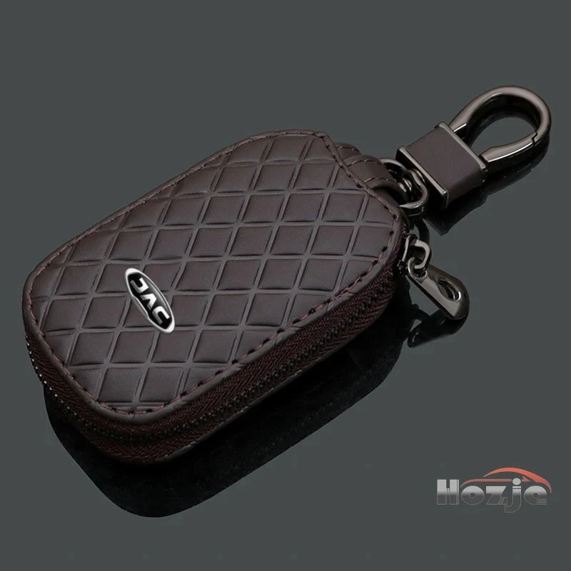 Car Leather Zipper Key Case for JAC E-JS1 E-JS4 E-J7 T9 T6 T8 Pro JS2 JS3 JS7 JS6 JS4 JS8 J7 Plus Remote Control Key Storage Bag