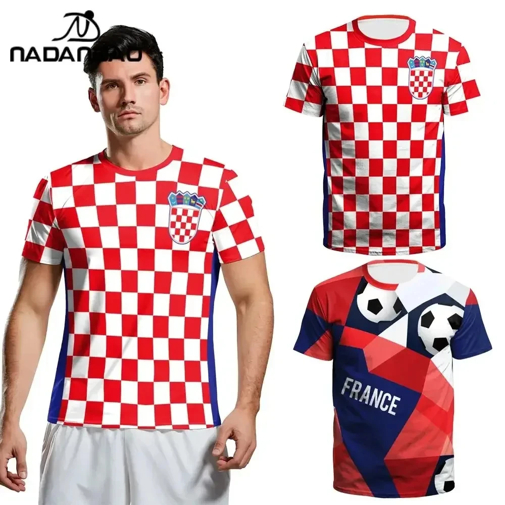 NEW CROATIA 26 MEN'S T-SHIRT WITH FLAG PRINT FAMILY STYLE FOR ADULTS AND CHILDREN UNISEX FOOTBALL TSHIRT FOR FITNESS AND RUNNING