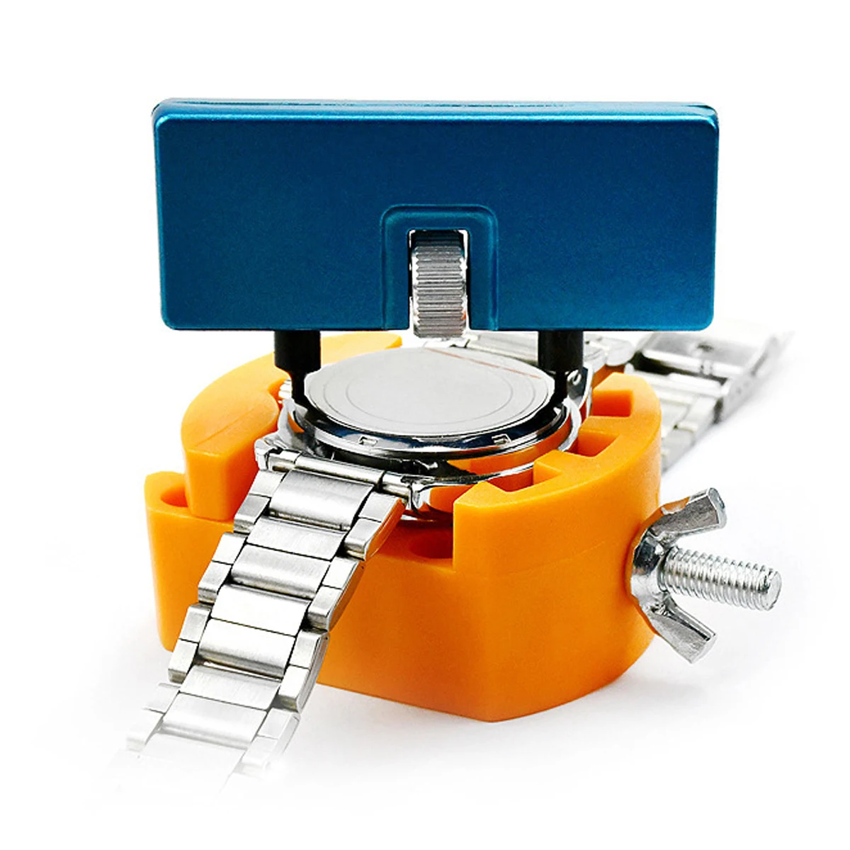 Abridor de reloj ajustable, cubierta trasera, removedor de cierre de presión, soporte de fijación, reparación de caja, herramienta de relojero, fijador de esfera de movimiento