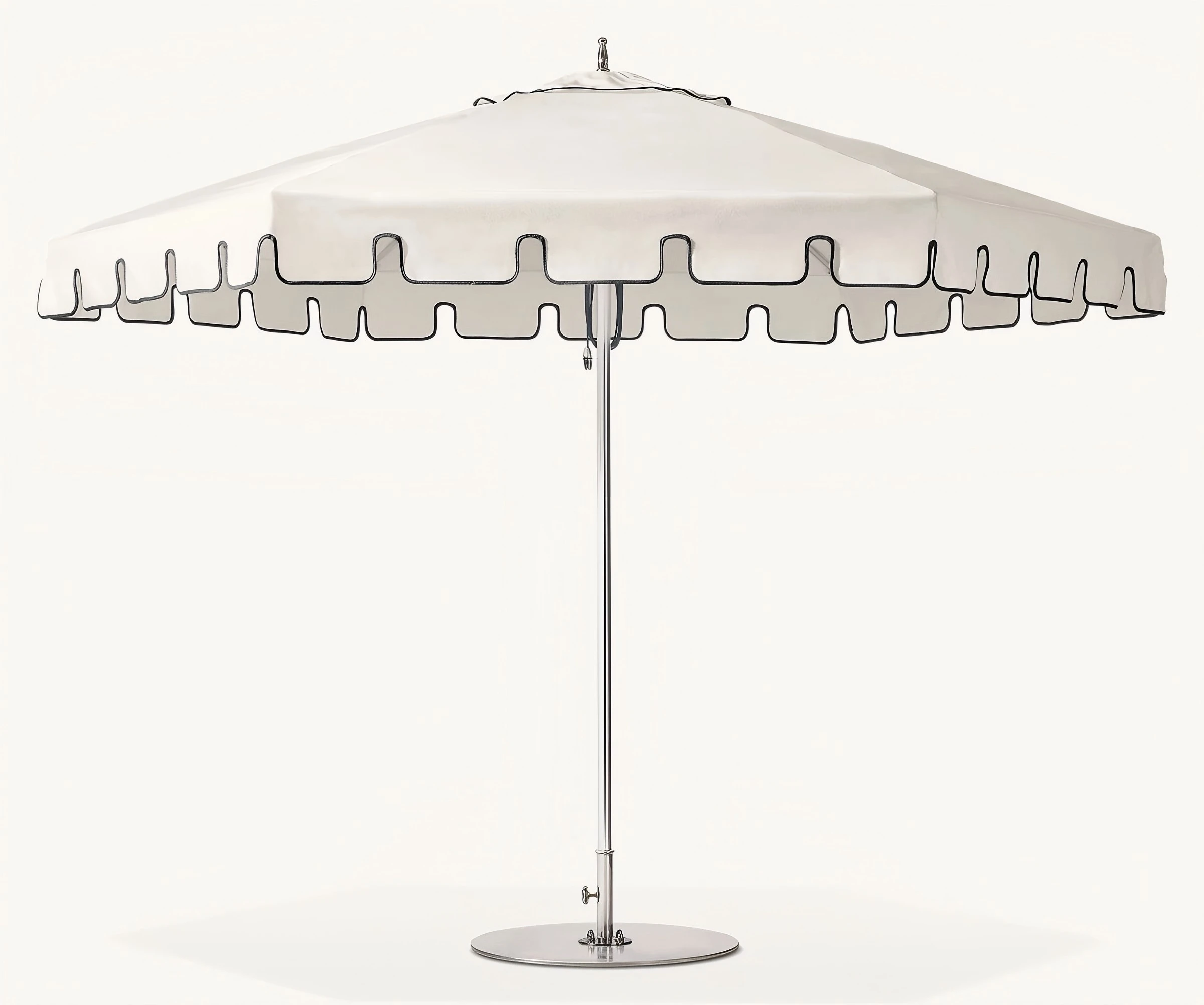 Outdoor Patio Umbrella with Scalloped Edge | Retro Garden Sun Parasol | Waterproof Sunshade for Beach Café Balcony