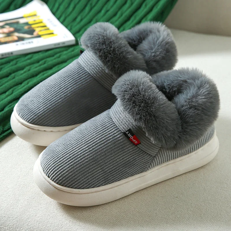 Winter Women Shoes Casual House Shoes For Men 2024 Outdoor Warm Cotton Shoes For Women Indoor Plush Padded Slippers Female