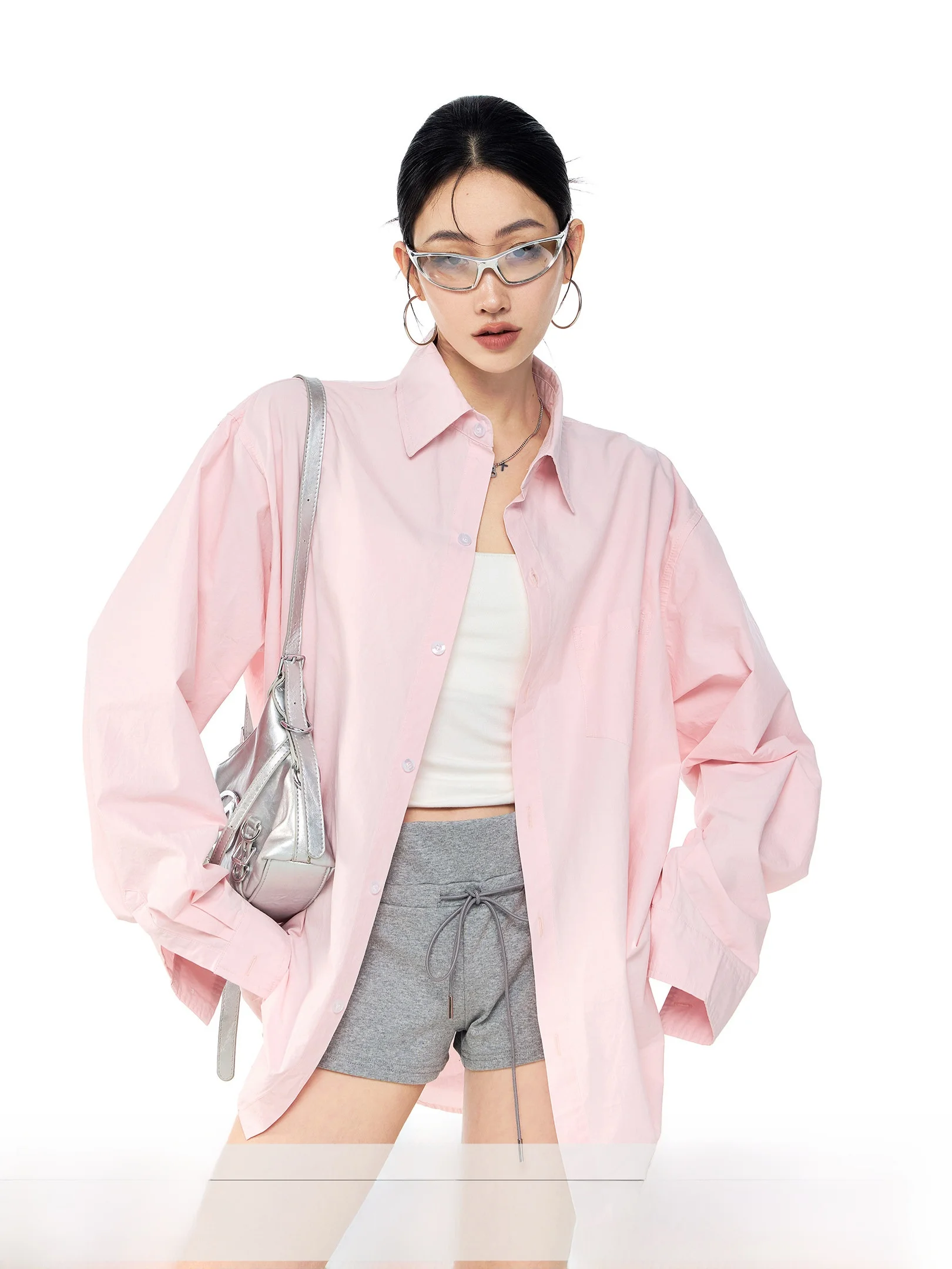 

Женская свободная блузка Ich Mode с длинным рукавом, однотонная, в стиле lazy top, весенняя новинка, винтажный стиль, 100% хлопок, комфортная посадка