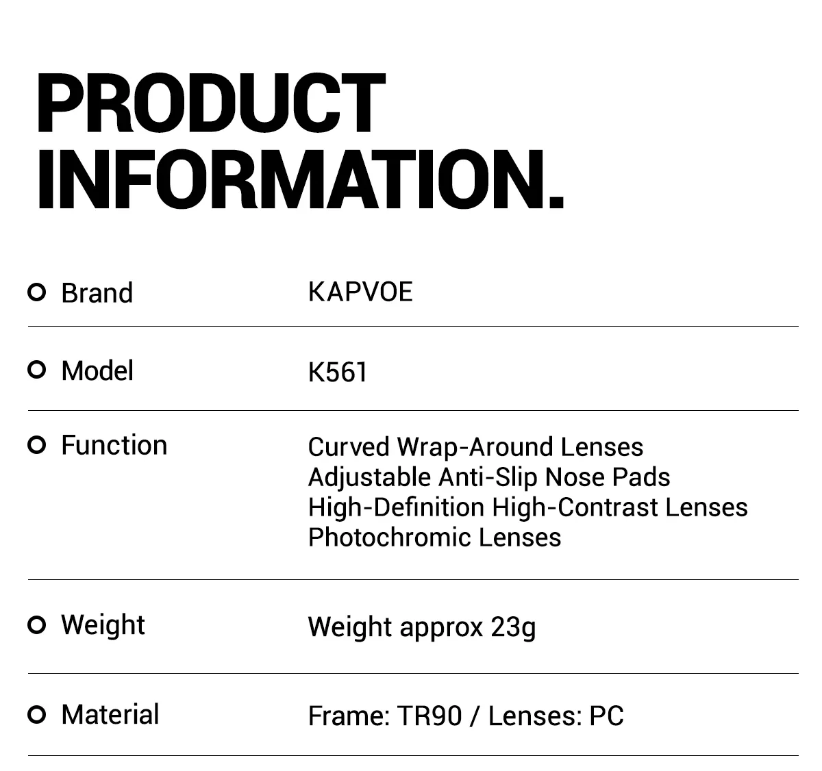 Kapvoe Photochrome Radfahrbrille Sport-Pickleball-Sonnenbrille Camping-Modebrille Herren MTB Fahrradbrille Wanderbrille – Detail 19