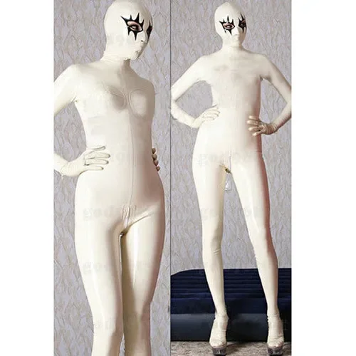 

Nature Latex Rubber Mask Catsuit White Bodysuit Fullbody Size XS-XXL