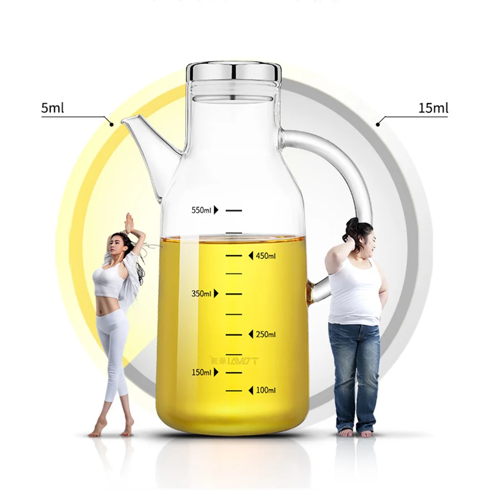 

750Ml Glass Oil Can Borosilicate Leakproof Sauce Jar for Kitchen Seasoning Storage Stainless Steel Cover Condiment Cruet