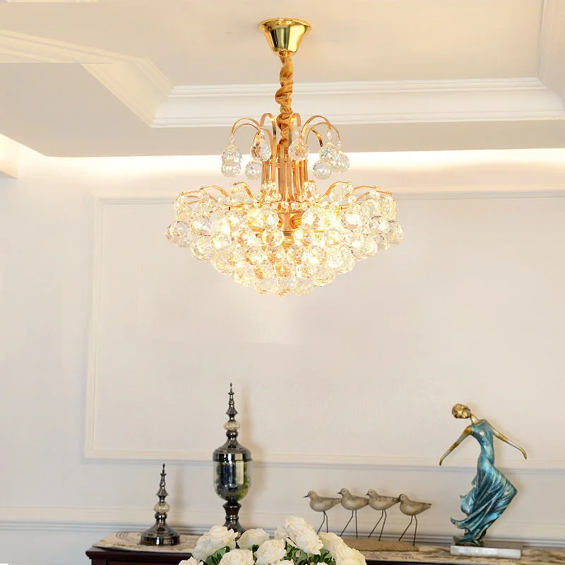 Crystal Chandelier Postmodern Luxury American Minimalist Restaurant Pendent Lamp Living Room Decoration Golden Ceiling Light
