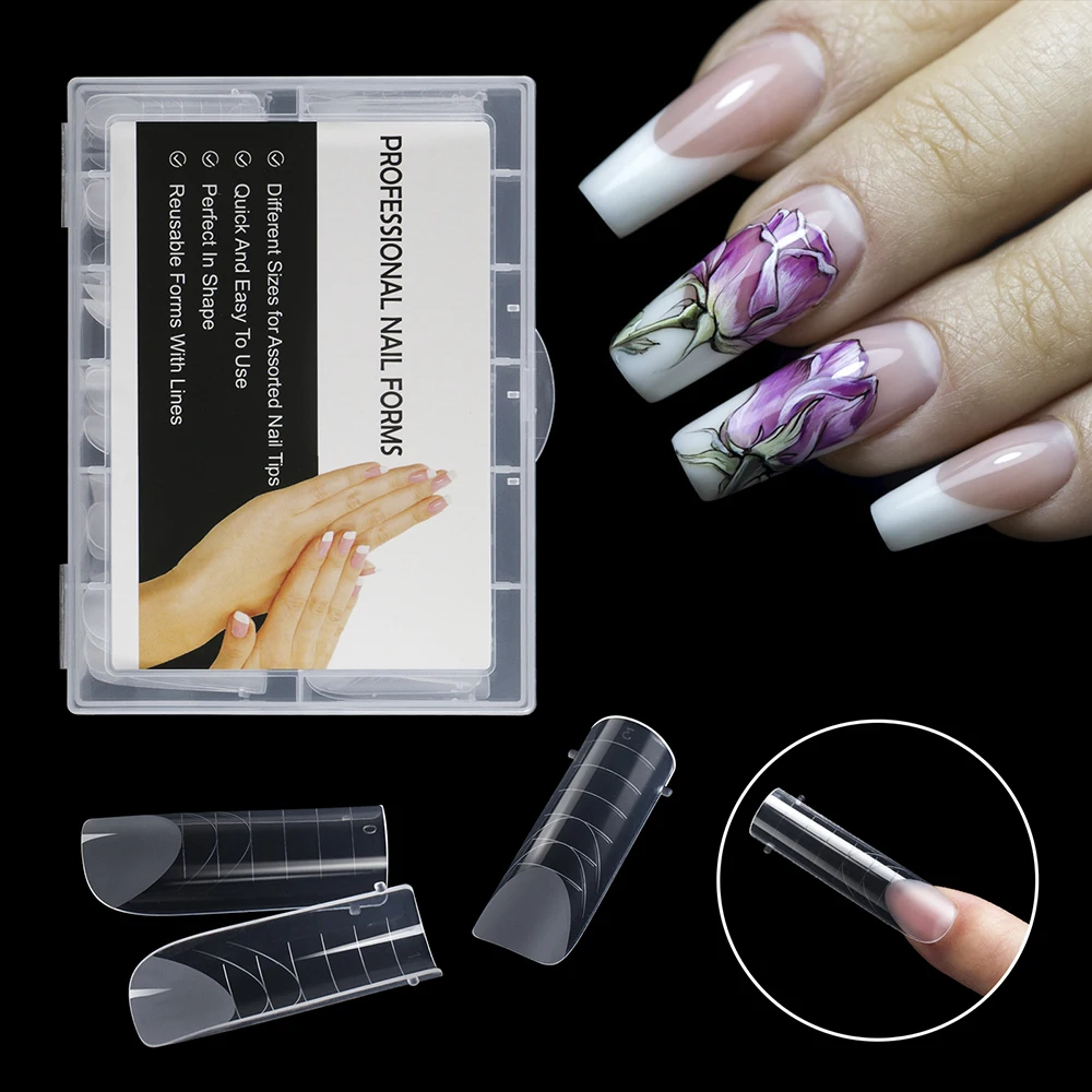 Dual Forms Tips Quick Building Gel Mold Nail Systeem Volledige Cover Tips Nail Uitbreiding Formulieren Top Mallen Voor Bouwen Vorm