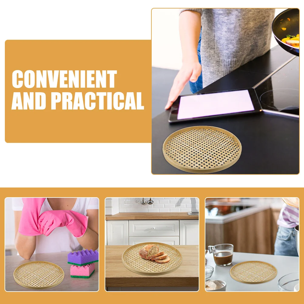 

2Pcs Chinese Bamboo Sieve Basket Creative Weaving Pattern Multipurpose Colander for Fruits Snacks Eggs Space Saving Organizer