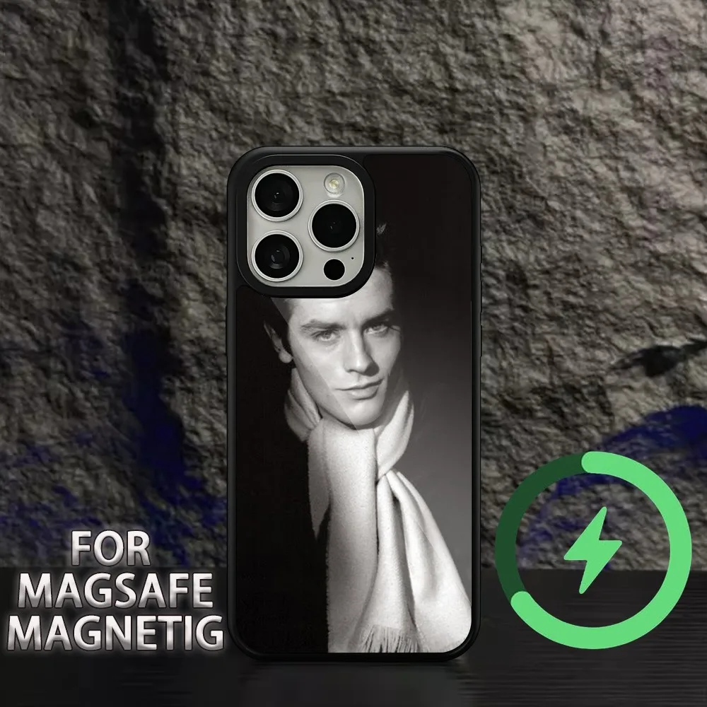 alain delon  Phone Case For iPhone 11 12 13 14 15 Plus Pro Max Charging  Magsafe Magnetic Wireless Cover