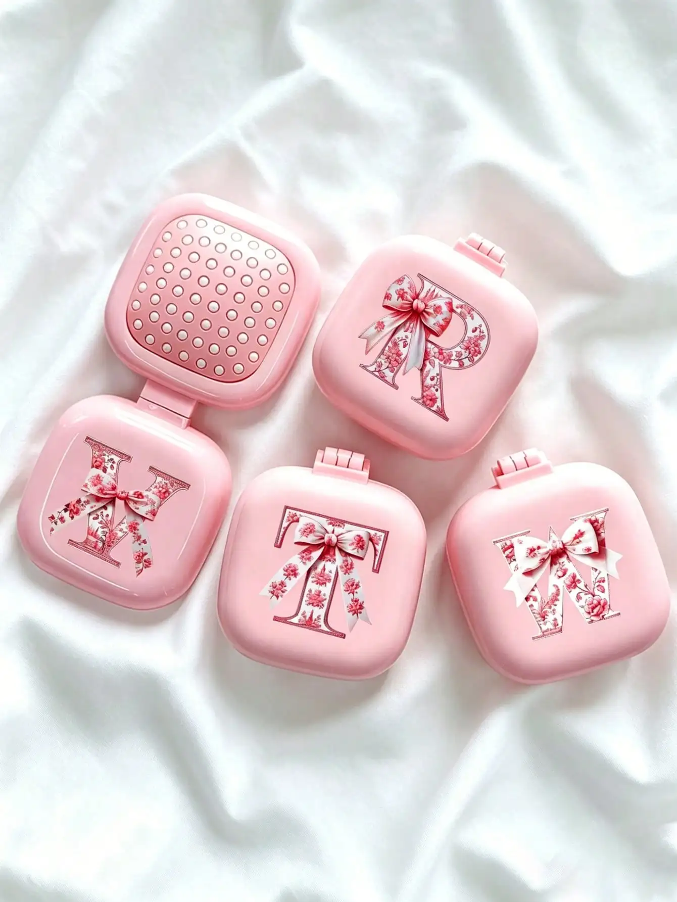 

1/2/4pcs Foldable Portable Rhinestone Decorated Luxury Mini Hair Brush With Mirror, Inflatable Air Cushion Massage Comb, Celebrity Favorite