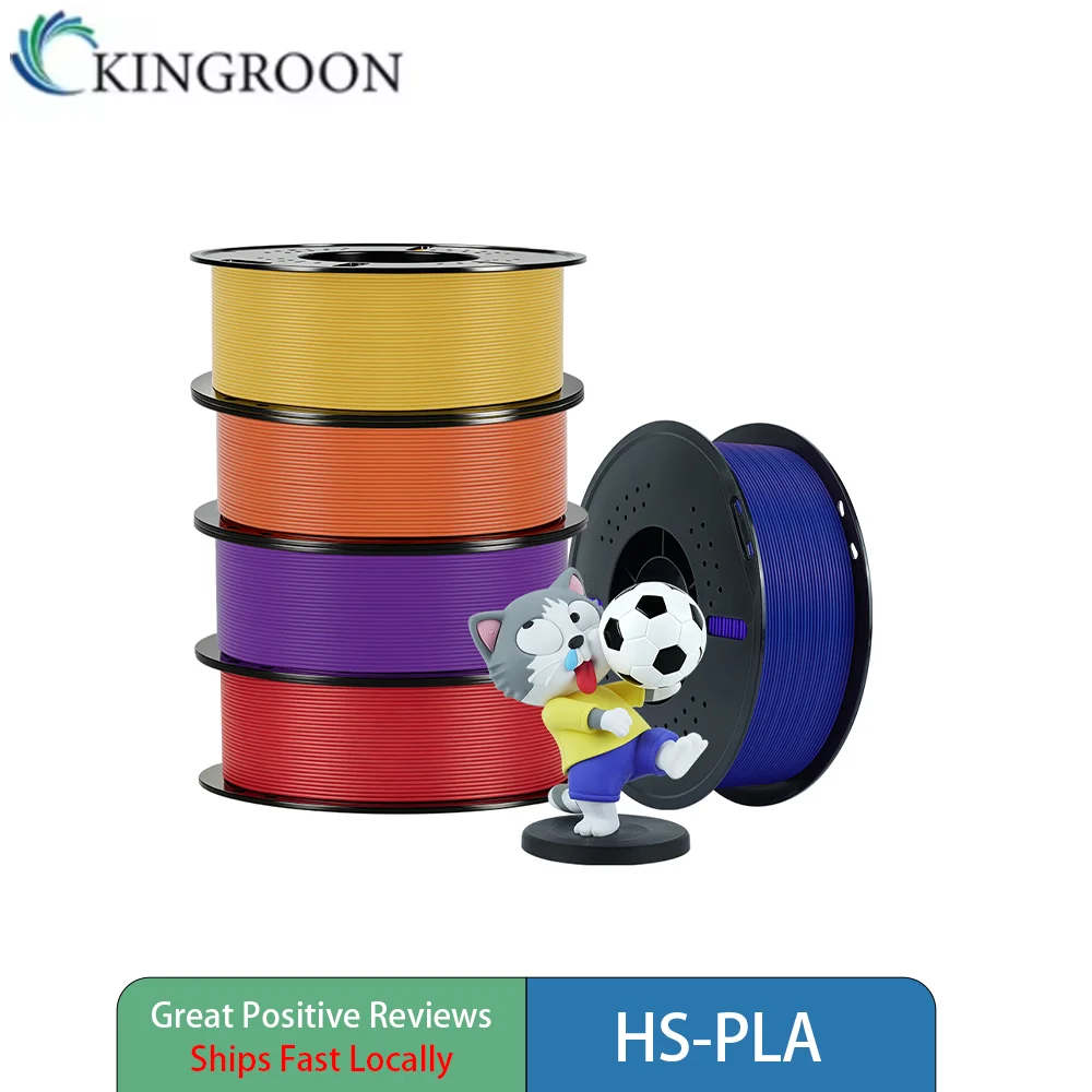 KINGROON HS‑PLA 3D Printer Filament 1KG 5KG 1.75mm ±0.03mm High Speed PLA Filament Multi-colorLow Warping High Flow Smooth Printing 3D Printing Material for All FDM 3D Printers fast shipping local ship