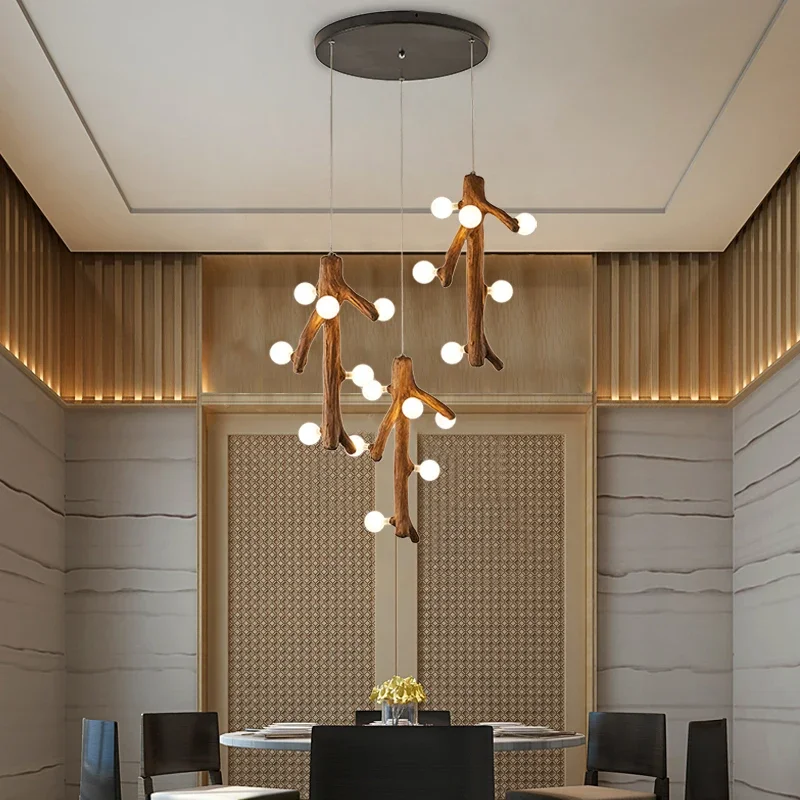 Modern new Chinese Zen Restaurant Bar chandelier decoration teahouse B & B creative resin Japanese retro lamps