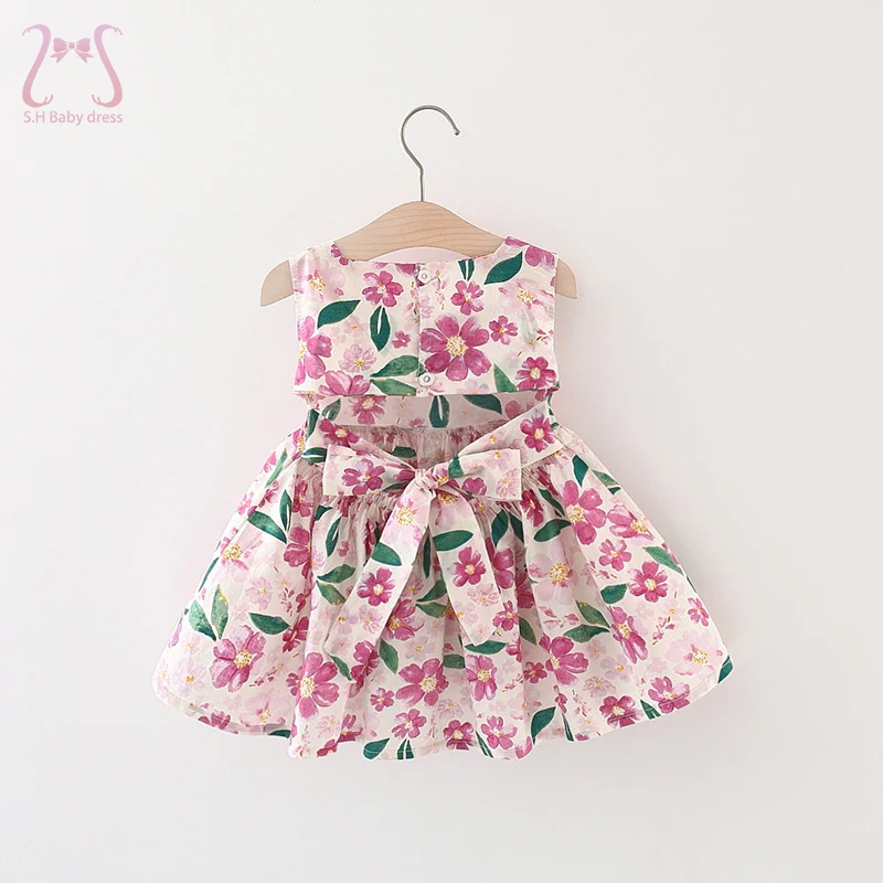 Flower Children Clothes Baby Dress Fashion Beach Waistless Knot Sleeveless Dresses For Girls 0 To 3 Years Old Kids Costume