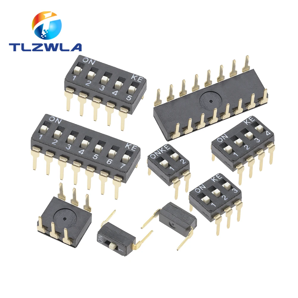 5PCS Toggle Switch DIP 1/2/3/4/5/6/8/10Pin Ibuw Slide Switch Socket 1 2 3 4 5 6 8 10 Bits Pitch 2.54mm Black Snap Switch