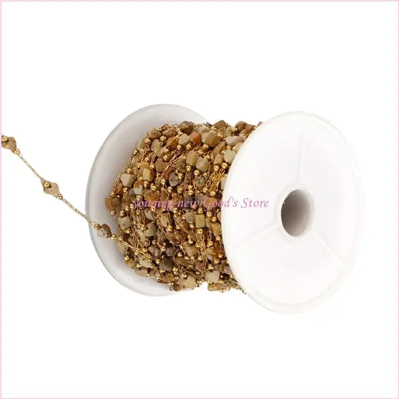 

57QA Stylish 1M Gold Stainless Steel Beaded Chain Multifuntional Jewelry Component Jewelry Making Chain for Necklace Makers