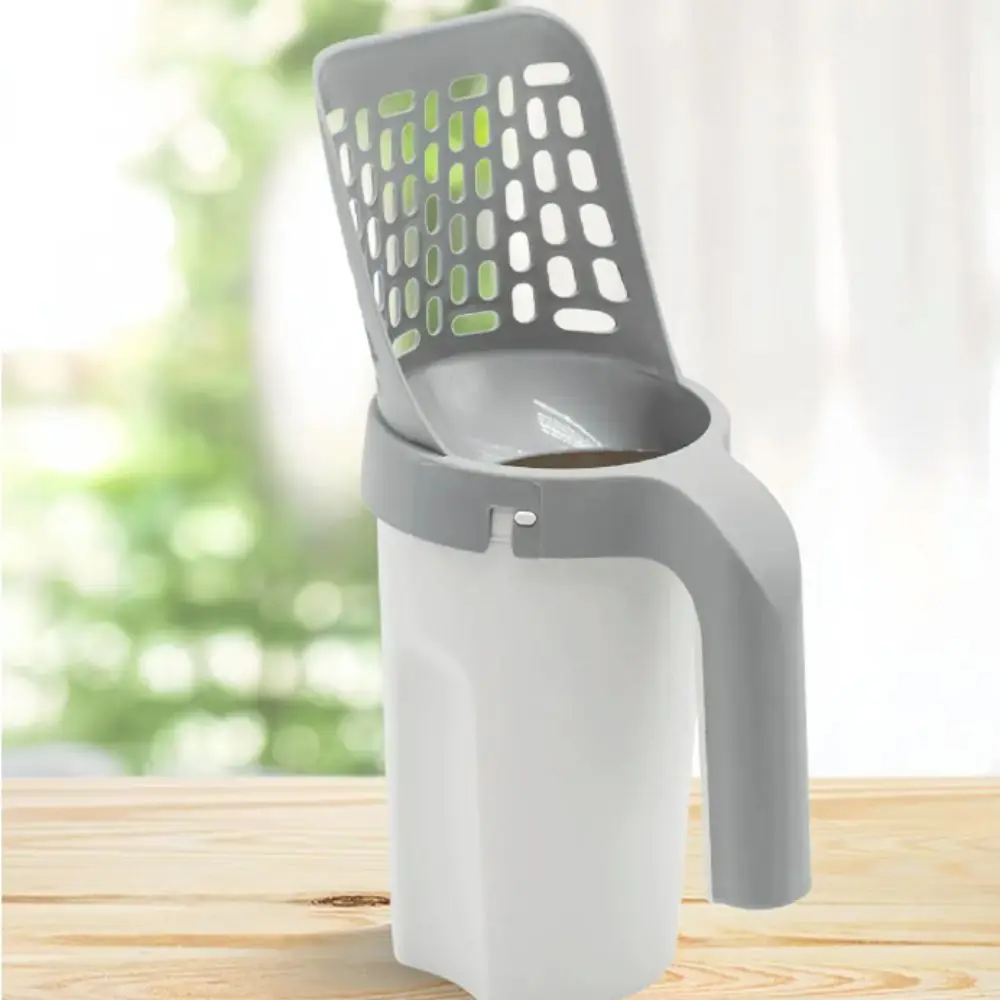 

With Trash Bag Cat Litter Shovel Hollow Design Plastic Cat Litter Scoop Filter Detachable Large Capacity Cat Litter Sifter