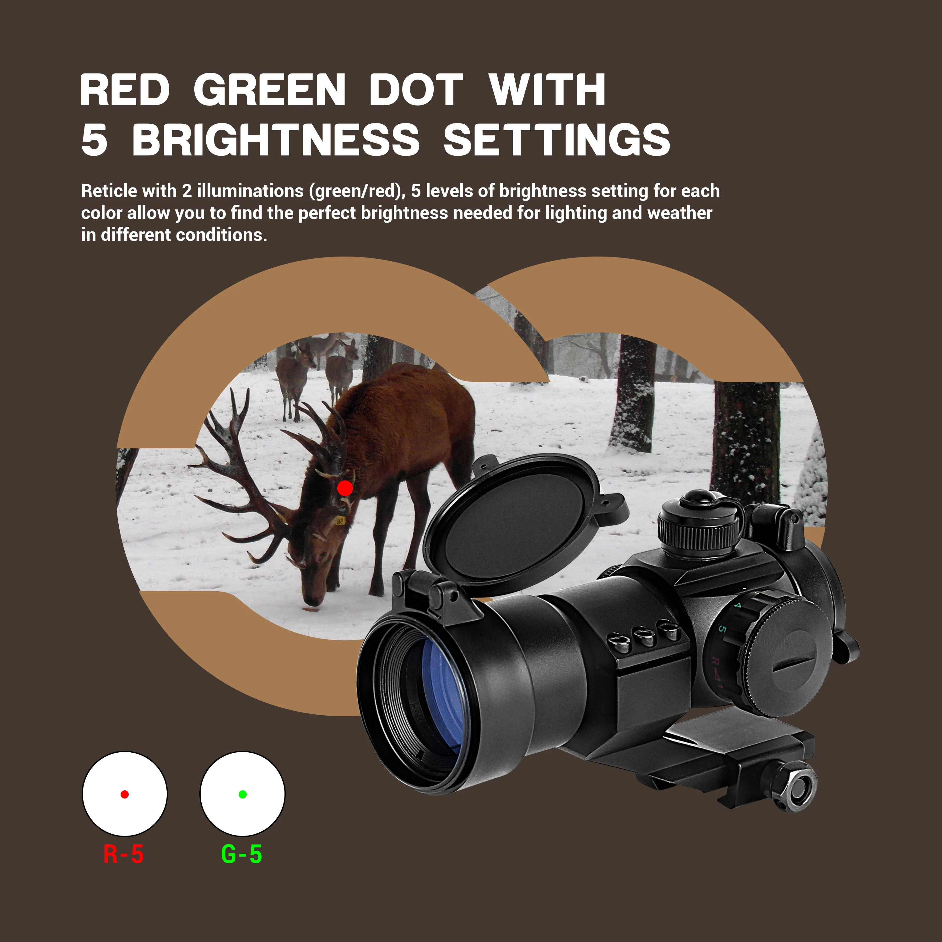 بندقية منظار دوت حمراء وخضراء ، منظار بصري ، حامل سكة للصيد ، 1 × 30 ، 20 ، 22 #3