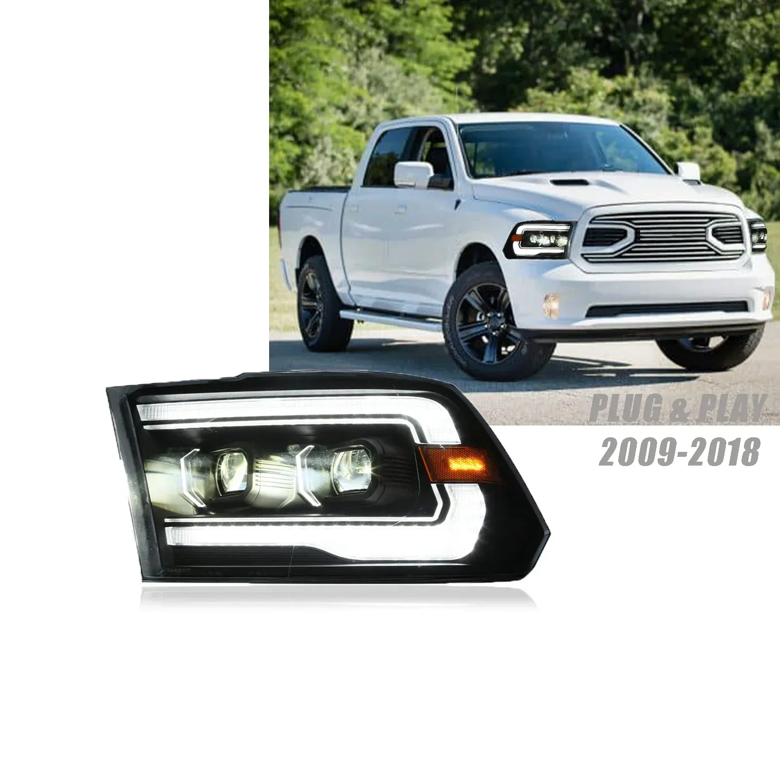 

HOSI For Doge Ram Led Headlight 2009-2018 Ram 1500 Headlamp 2500 3500 Headlight Auto Parts Car Accessories