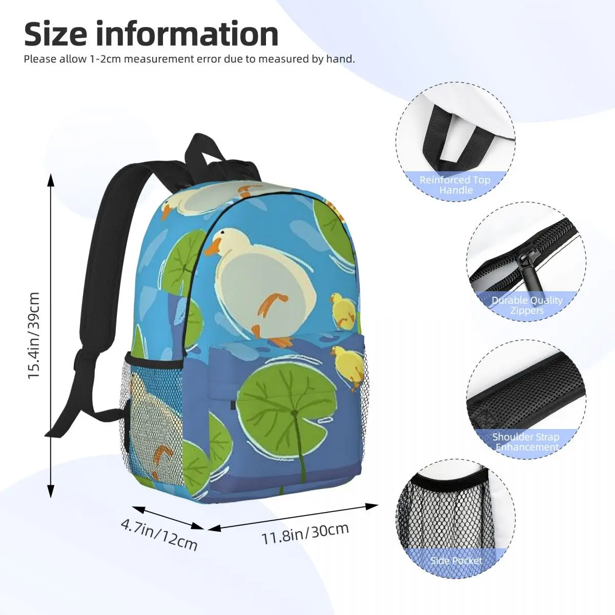 Cartoon Popular Goose Animal Backpack Student BookBag Children School Bag Laptop Shoulder Bags for Men Women