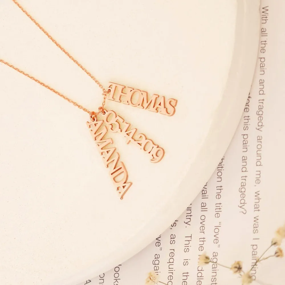 مخصص متعدد اسم قلادة الفولاذ المقاوم للصدأ الحد الأدنى مجوهرات عمودي قلادة بحرف أمي شقيقة هدية الكريسماس #5