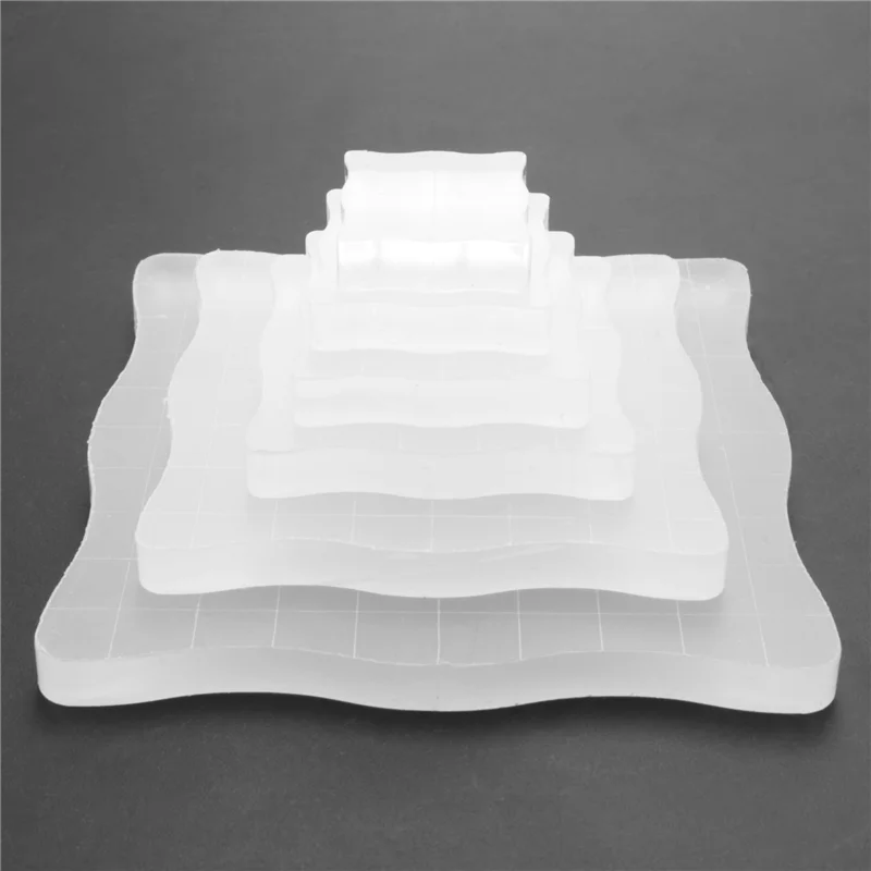 A59E-7-teiliges transparentes Stempelblock-Set, Acryl-Stempelblöcke-Werkzeugset mit Gitter für Scrapbooking, Bastelarbeiten, Karten, Zeitplanbuch