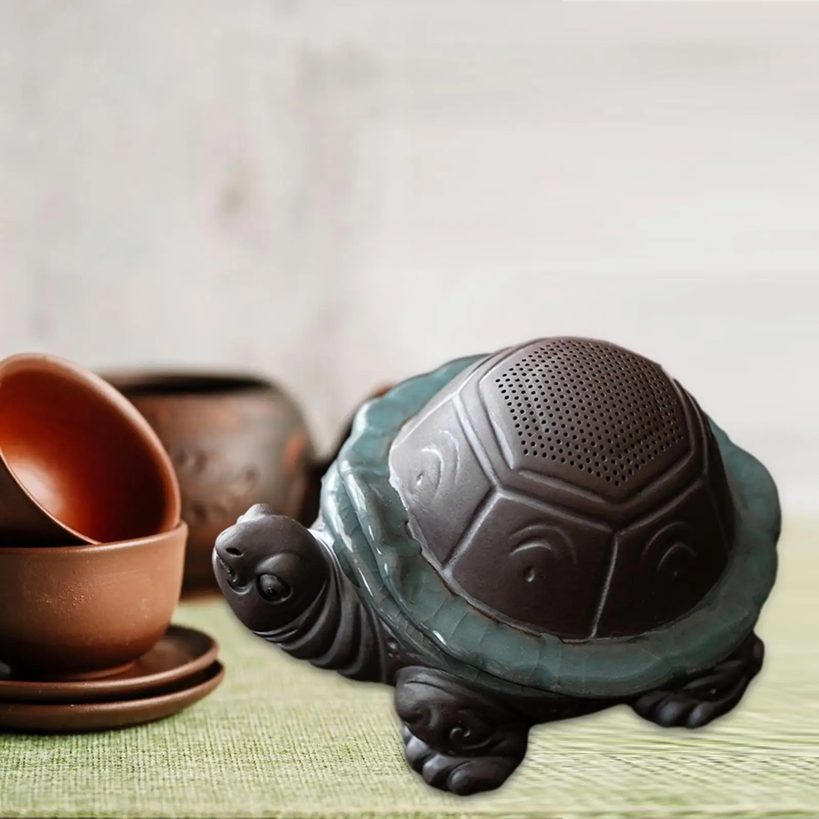 Tea Pet Ornament with Tea Filter Shelf Clay Feng Shui Dining