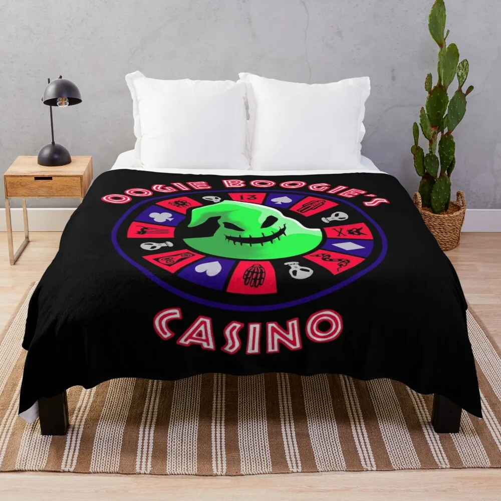 Oogie Boogies Casino - Roulette Wheel in Black Light Colors Throw Blanket for winter blankets ands Blankets