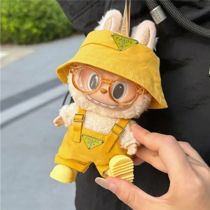 Ropa para muñeca Labubu de 15 y 17cm, traje, sombrero, bolsa, ropa básica, conjunto de zapatos y gafas, accesorios DIY, juego de fiesta sentado, Juguetes