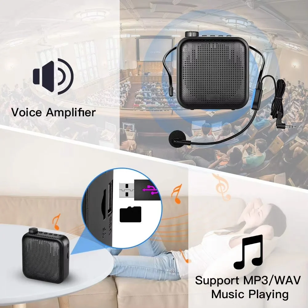 AAAEL-Portable Voice Amplifier With Microphone Rechargeable Ultralight Mini Audio Speaker Loudspeaker For Teachers