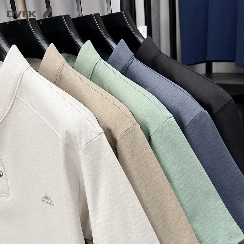 Mens Short Sleeve Mandarin Collar Sport Polo Shirt Casual Tops With Embroidery Breathable Slim Fit Mesh Tees For Men - view 6