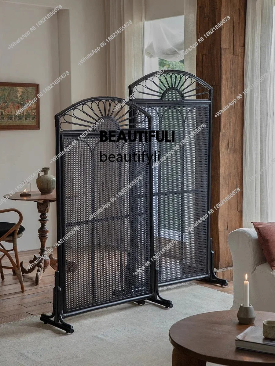 ss8350 Southeast Ocean Rattan Art\ Nanyang Retro Style Living Room, Partition B & B Hotel Tea Room Movable Screen