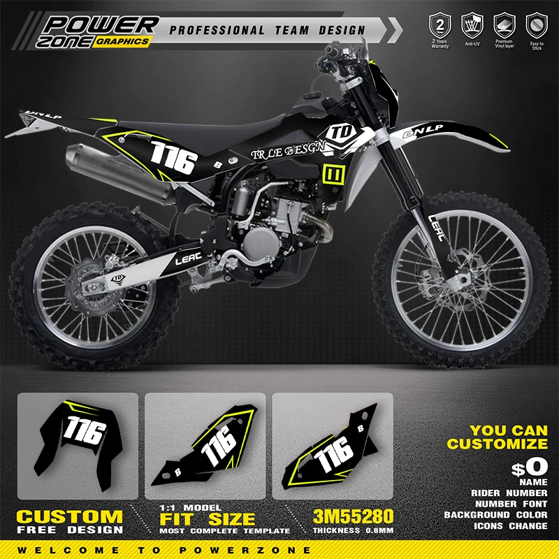 

Комплект наклеек PowerZone Custom Team Graphics для Husqvarna 08-13FE250 2008-2013, наклейки 02